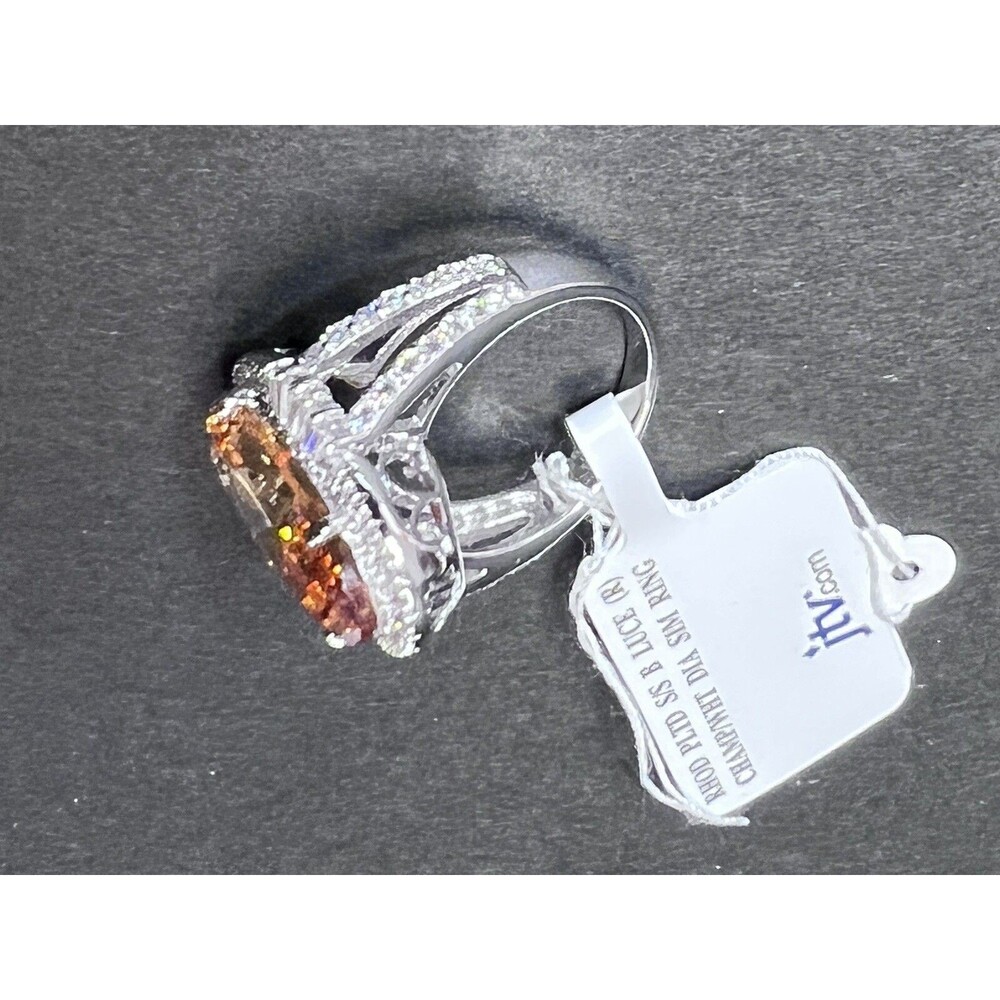 Bella Luce Champagne Simulated Diamond 13.00CT Oval Ring Rhodium Plated - Picture 6 of 14